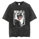Shingeki No Kyojin Eren Yeager Silhouette Washed Cotton Shirt