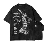 Anime Saiyan Warrior Washed T-Shirt – Vintage Manga Fighter Graphic Tee